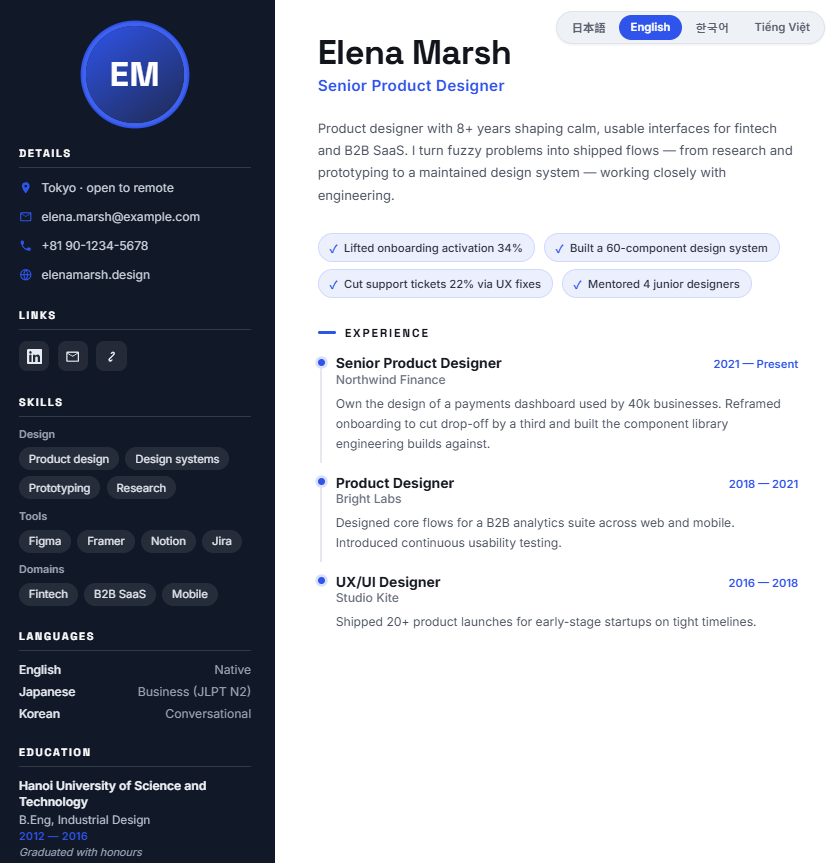 RESUME template preview